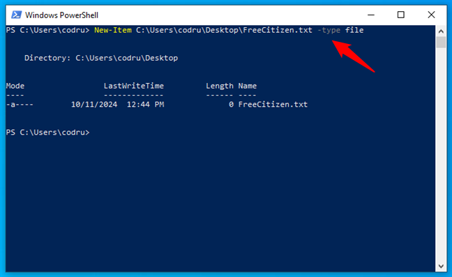 How to create a file in PowerShell