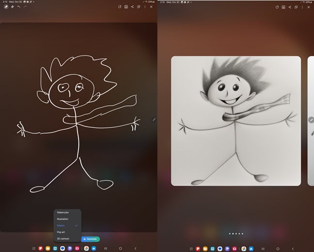 Galaxy AI draws or paints for you