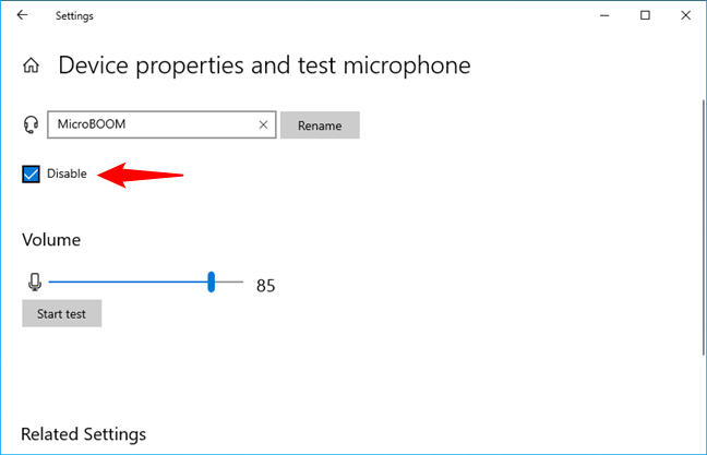 How to disable a microphone in Windows 10