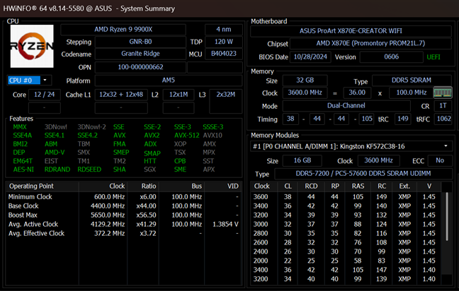 Details about the test system