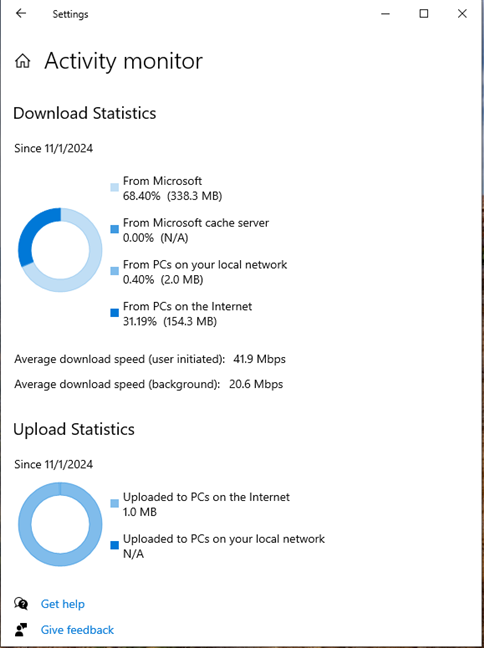 Check your download and upload statistics