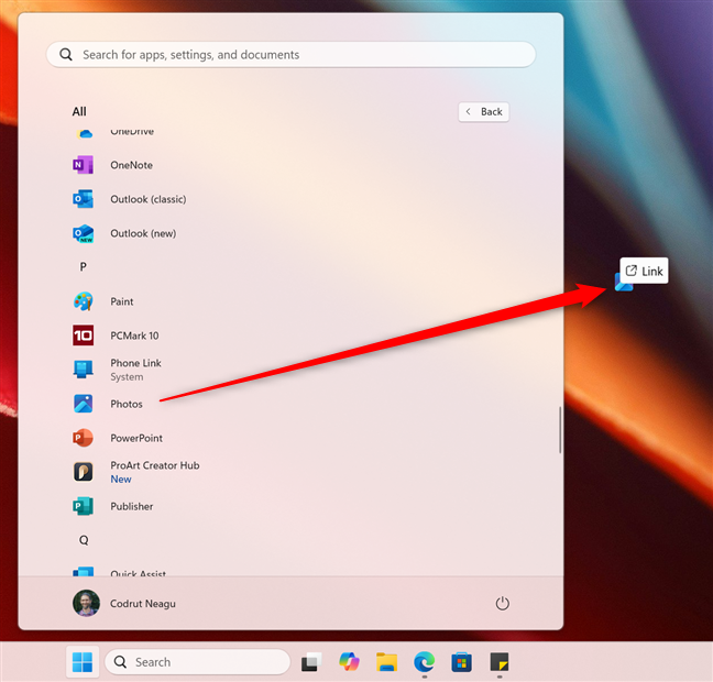 How to create a Photos shortcut on the Windows 11 desktop