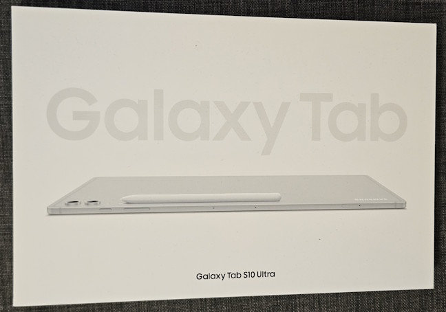 The packaging for the Samsung Galaxy Tab S10 Ultra is minimalistic