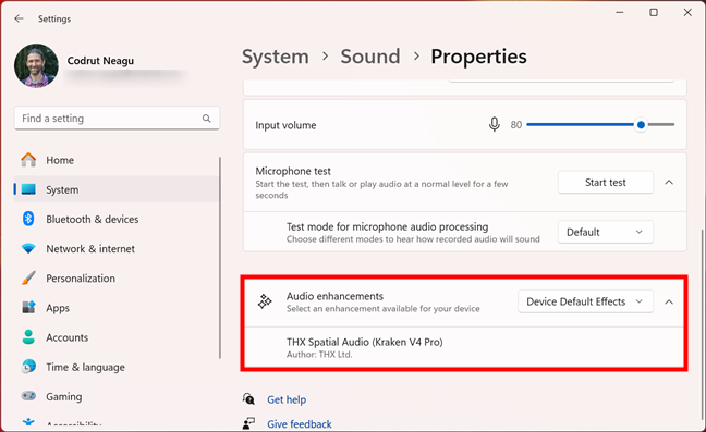 Enable and select audio enhancements for the microphone