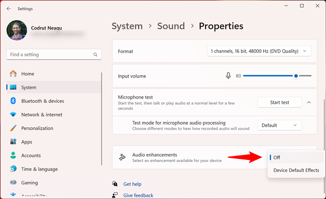 Turn mic effects off