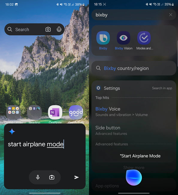 Ask Gemini or Bixby to start Airplane mode
