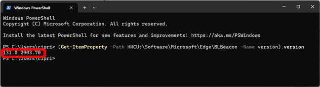 How to check the Microsoft Edge version using PowerShell