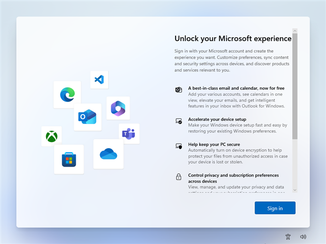 Windows 11 recommends using a Microsoft account