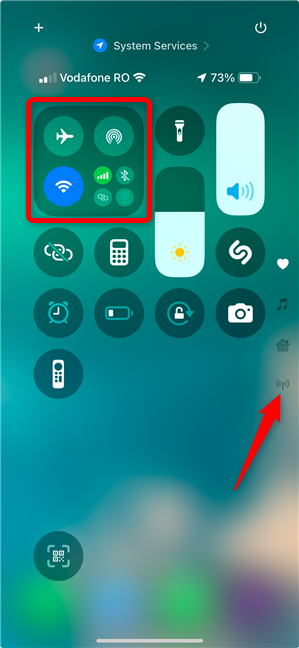 Open the Connectivity group of controls in iOS