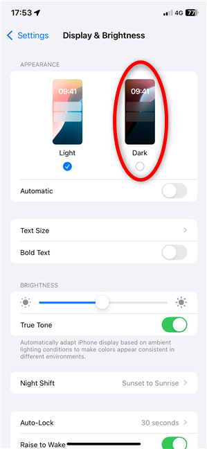 How to turn on Dark Mode on an iPhone from Settings