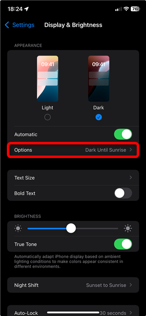 Access more options for toggling Dark Mode automatically