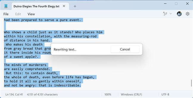 Rewriting text with AI text a while