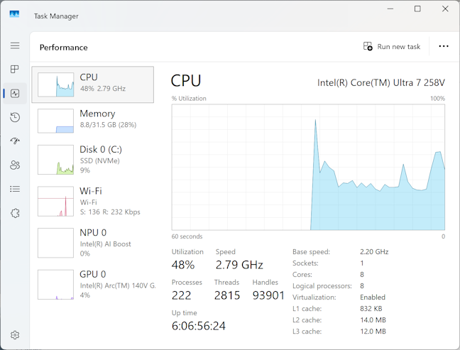 My ASUS Zenbook S 14 had an Intel Core Ultra 7 258V processor