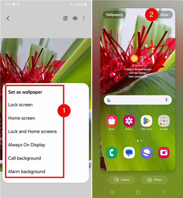 Choose a Set as wallpaper option from the menu, then tap Done