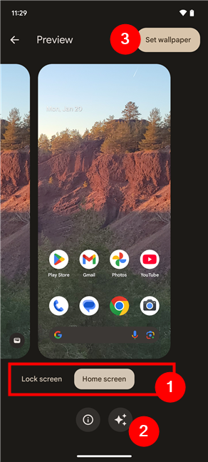 Preview, add a cinematic effect, and apply the new wallpaper on your Android