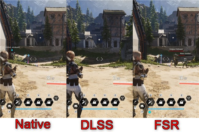 The First Descendant comparison: Native rendering vs. DLSS vs. FSR