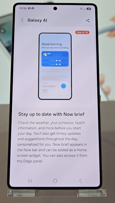 Galaxy AI introduces a Now brief feature