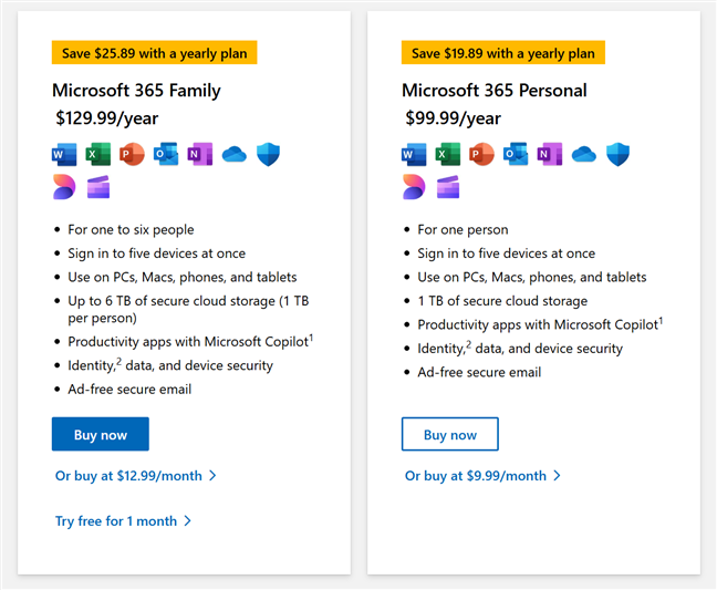 Microsoft 365 plans for home