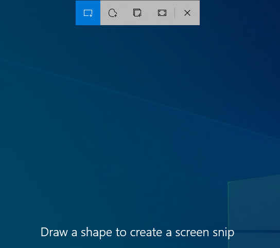 The buttons you see in Windows 10 when pressing Windows + Shift + S