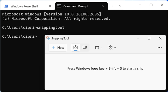 Opening the Snipping Tool from CMD