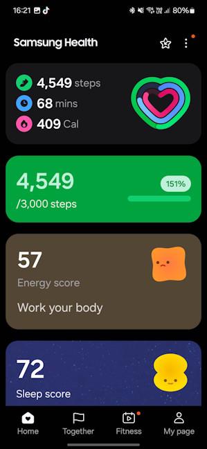 The Samsung Health app is very easy to use