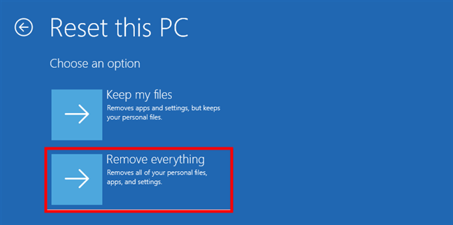 The options you have for resetting Windows 11