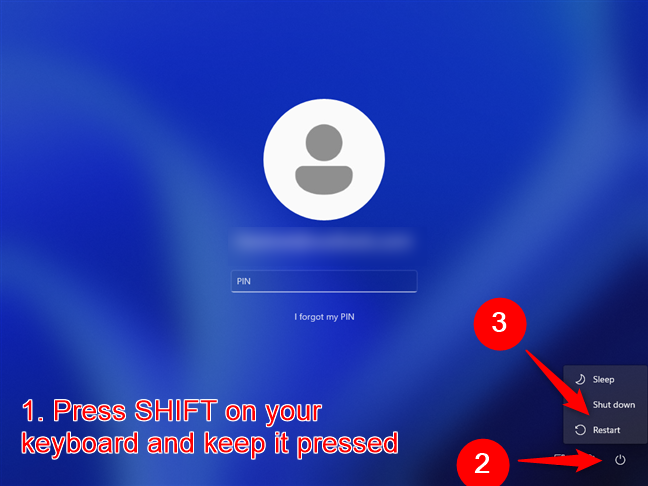 Restart your PC from the sign-in screen
