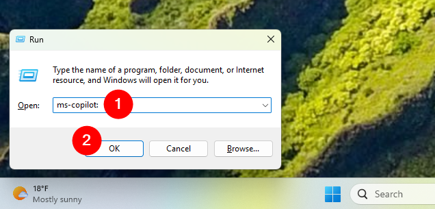 How to open Copilot from Run in Windows 11