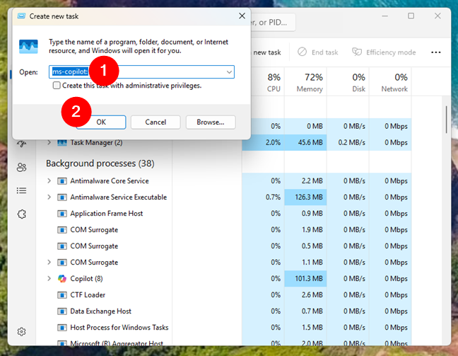 How to open Copilot from Task Manager in Windows 11