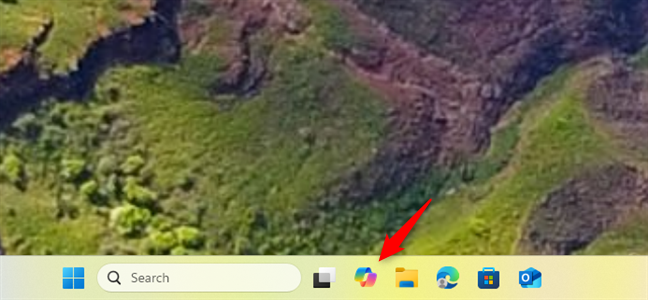 Open Copilot by clicking its taskbar shortcut in Windows 11