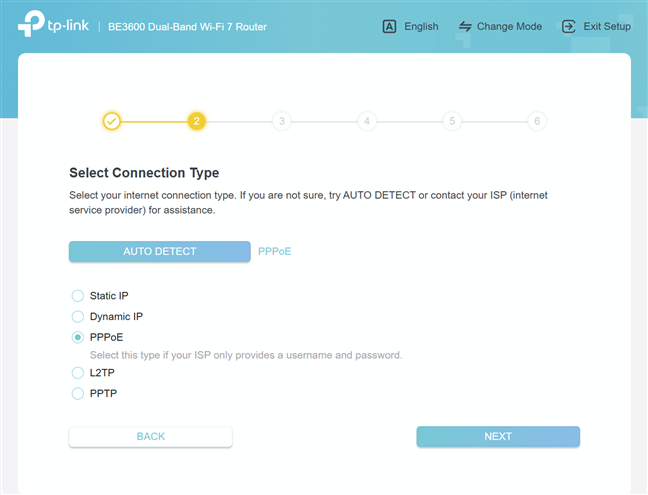 The router can detect the type of internet connection you're using