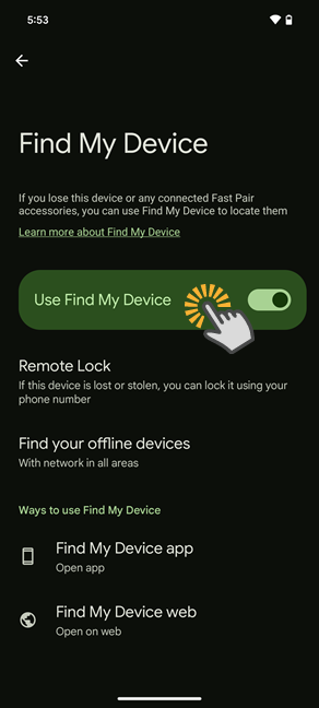 Tap Use Find My Device