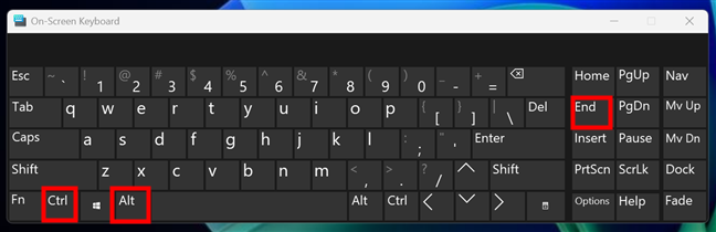 On a remote desktop, press Ctrl Alt End instead