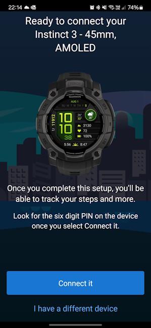 Setting up the Garmin Instinct 3 isn't difficult