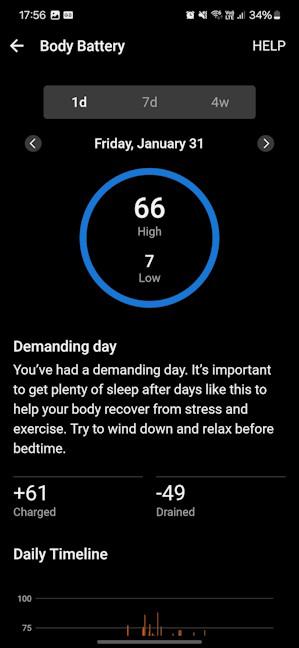 Body Battery statistics