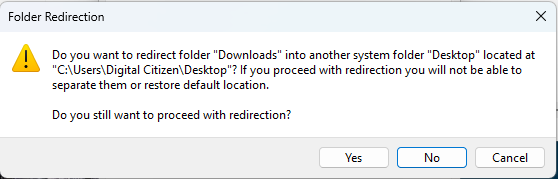 Don't redirect a user folder into another