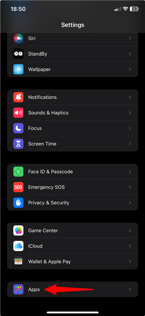 Access the Settings for Apps