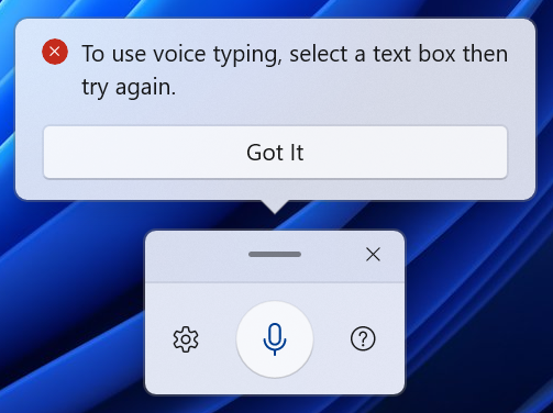 Before dictating, you should select a text box