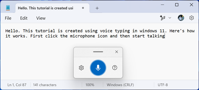 Dictating to Voice Typing is easy