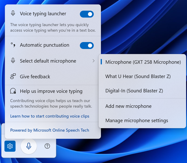 Setting up how Voice Typing works in Windows 11