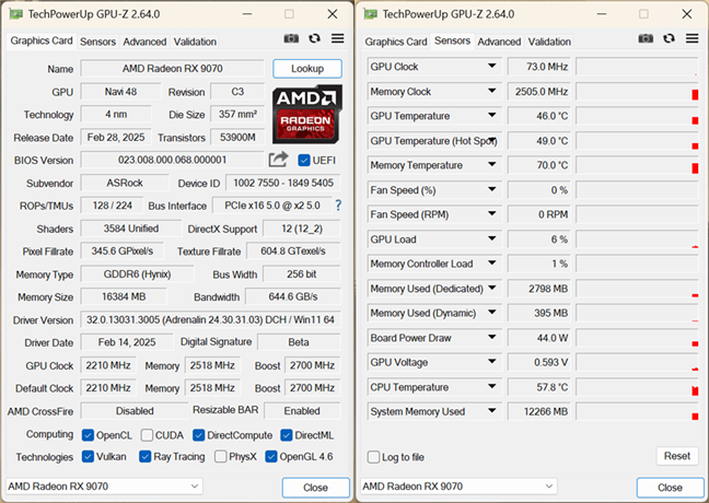 Details about the ASRock Radeon RX 9070 Steel Legend 16GB OC, in GPU-Z