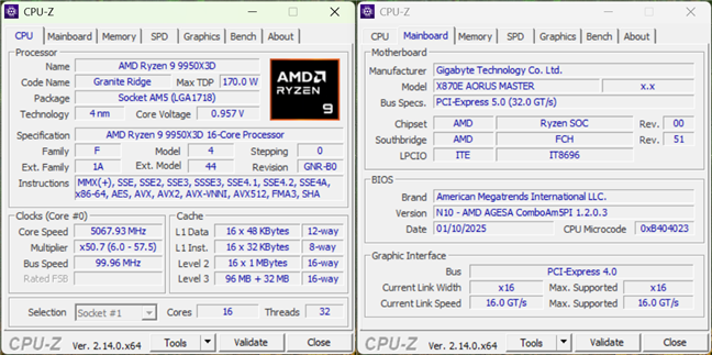 Specs and details about the processor, shown in CPU-Z