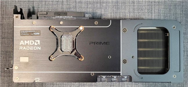 There's a metallic backplate on the ASUS PRIME Radeon RX 9070 XT OC Edition