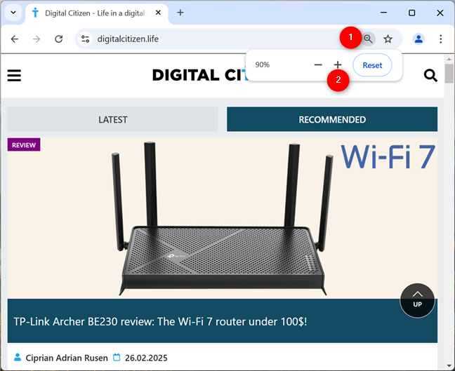 How to zoom in on Google Chrome with the magnifying glass